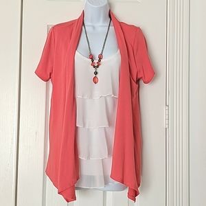 Naif coral and white top